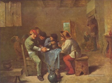 アドリアン・ブラウワー Painting - 居酒屋でトランプをする農民たち バロック様式の田園生活 アドリアン・ブラウワー